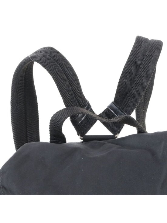 Prada Tessuto Nylon Triangle Logo Leather Backpack Black
